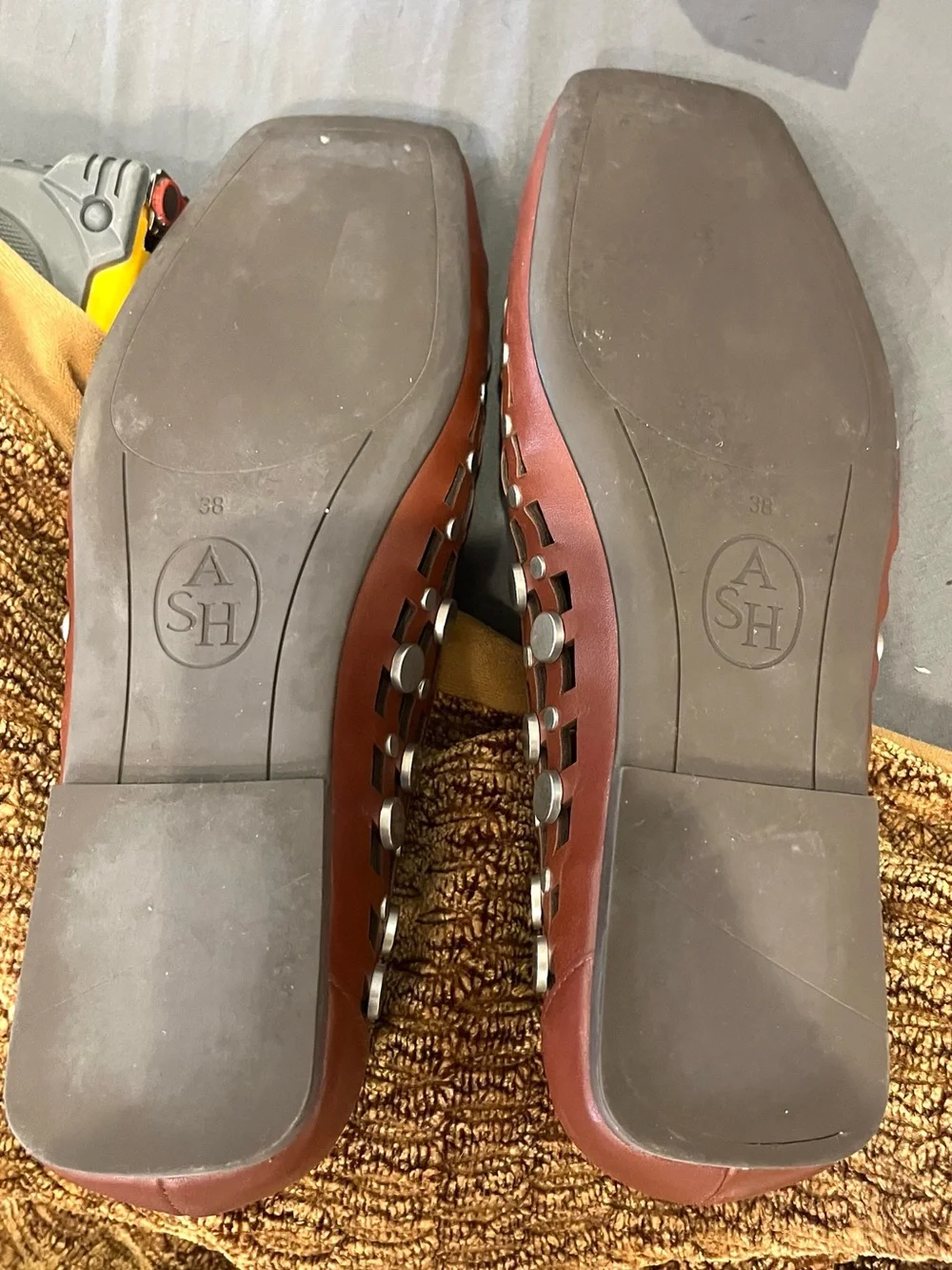 Ash Women's Brown Woven Studded Loafers 38 (7-8 US)